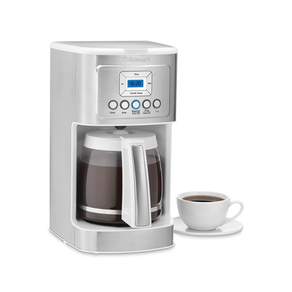 Cuisinart 14-Cup Coffee Maker, Programmable PerfecTemp Glass Carafe Coffee Machine with 1-4 Cup Setting, Brew Strength Control and Brew Pause, Stainless Steel, DCC-3200WNAS, White - My Kitchen Products