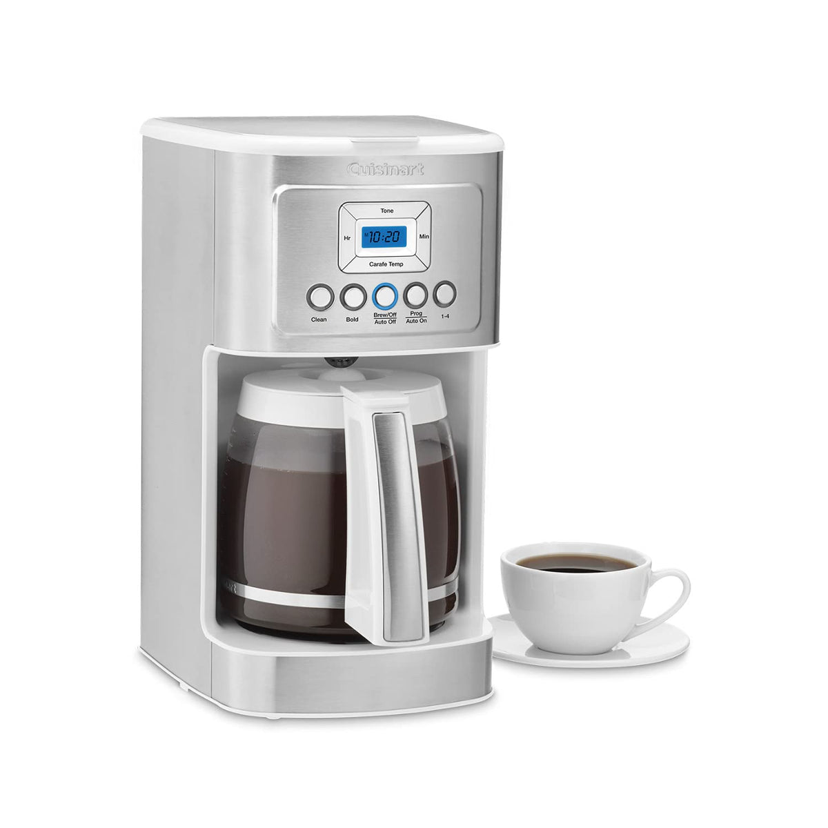 Cuisinart 14-Cup Coffee Maker, Programmable PerfecTemp Glass Carafe Coffee Machine with 1-4 Cup Setting, Brew Strength Control and Brew Pause, Stainless Steel, DCC-3200WNAS, White - My Kitchen Products