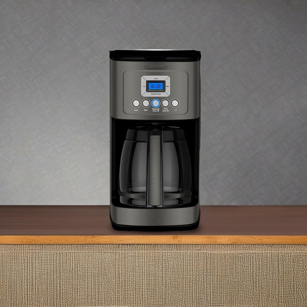 Cuisinart 14-Cup Coffee Maker, Programmable PerfecTemp Glass Carafe Coffee Machine with 1-4 Cup Setting, Brew Strength Control and Pause, Stainless Steel, DCC-3200BKSNAS, Black - My Kitchen Products