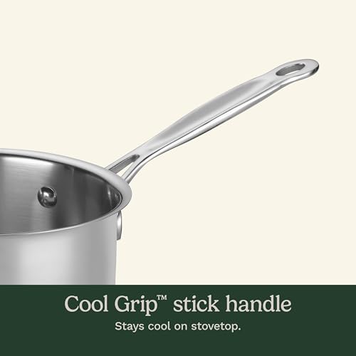 Cuisinart 1.5 Quart Sauce Pan with Cover, Stainless Steel Pot with Lid, Small Kitchen Pots, Dishwasher Safe, Compatible with Induction, Electric, Gas Cooktops, Oven Safe Saucepan, Cool Grip Handles - My Kitchen Products