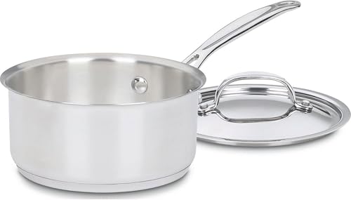 Cuisinart 1.5 Quart Sauce Pan with Cover, Stainless Steel Pot with Lid, Small Kitchen Pots, Dishwasher Safe, Compatible with Induction, Electric, Gas Cooktops, Oven Safe Saucepan, Cool Grip Handles - My Kitchen Products