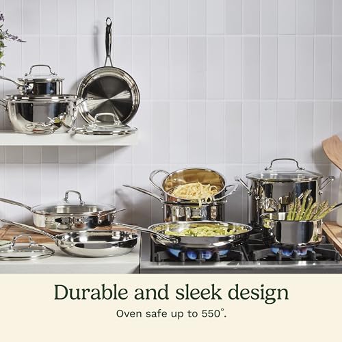 Cuisinart 17-Piece Stainless Steel Cookware Set, Chef's Classic Steel Collection with Pure Aluminum Core for Quick and Even Heat, Cool Grip Handles, Dishwasher Safe, 77-17N - My Kitchen Products