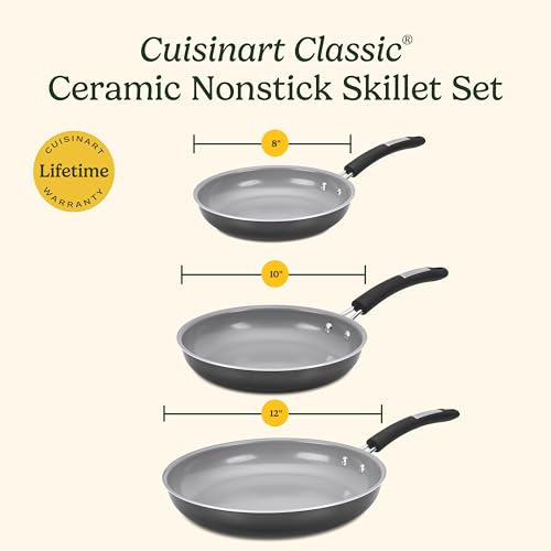 Cuisinart, 3-Pc Classic Ceramic Nonstick Skillet Set, Amazon Exclusive, 35C22-3BK - My Kitchen Products