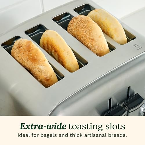 Cuisinart 4 Slice Compact Stainless Steel Toaster with Extra-Wide Slots for Bread, French Toast, Bagels & Pastries, Defrost & Reheat Functions, CPT-180P1, Brushed Stainless, Removable Crumb Tray - My Kitchen Products