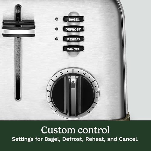 Cuisinart 4 Slice Compact Stainless Steel Toaster with Extra-Wide Slots for Bread, French Toast, Bagels & Pastries, Defrost & Reheat Functions, CPT-180P1, Brushed Stainless, Removable Crumb Tray - My Kitchen Products