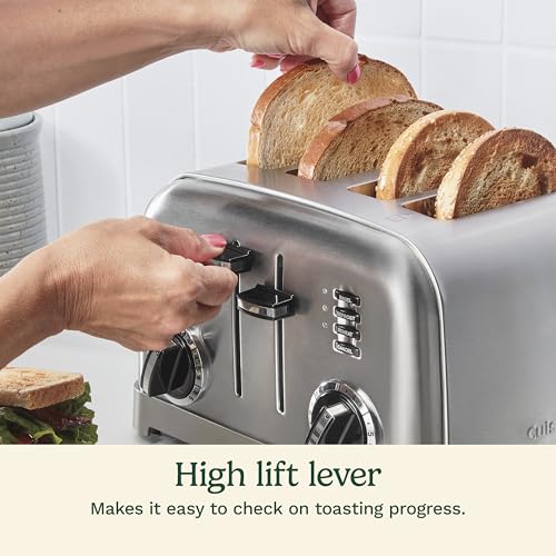Cuisinart 4 Slice Compact Stainless Steel Toaster with Extra-Wide Slots for Bread, French Toast, Bagels & Pastries, Defrost & Reheat Functions, CPT-180P1, Brushed Stainless, Removable Crumb Tray - My Kitchen Products