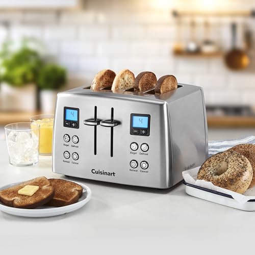 Cuisinart 4 Slice Countdown Motorized Toaster, Compact Design with Extra-Wide Slots for Toasting, Defrost & Reheat Functions, CPT-435P1, Stainless Steel - My Kitchen Products