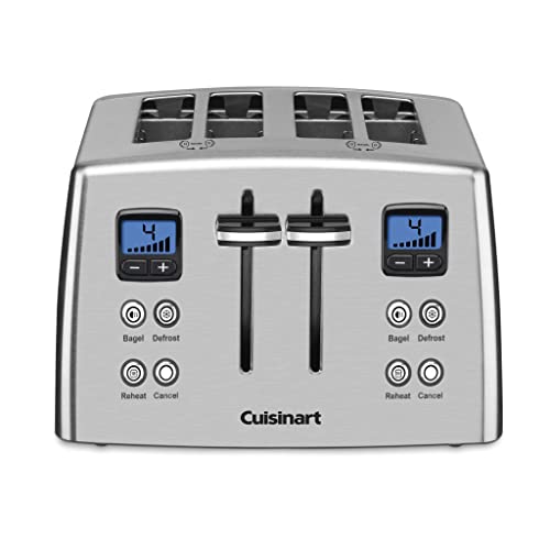 Cuisinart 4 Slice Countdown Motorized Toaster, Compact Design with Extra-Wide Slots for Toasting, Defrost & Reheat Functions, CPT-435P1, Stainless Steel - My Kitchen Products