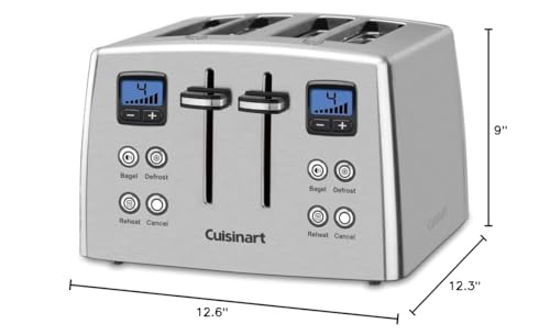 Cuisinart 4 Slice Countdown Motorized Toaster, Compact Design with Extra-Wide Slots for Toasting, Defrost & Reheat Functions, CPT-435P1, Stainless Steel - My Kitchen Products