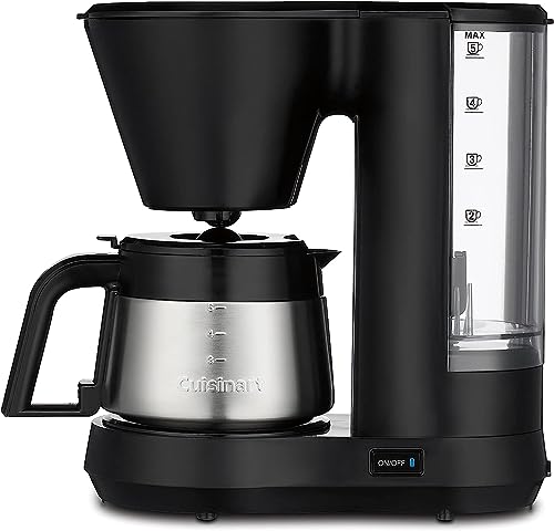 Cuisinart 5-Cup Coffee Maker with Stainless Steel Carafe, Coffee Machine with Removable Water Reservoir, Charcoal Water Filter, 30-Minute Keep Warm, and Brew Pause, DCC-5570NAS, Stainless Steel - My Kitchen Products