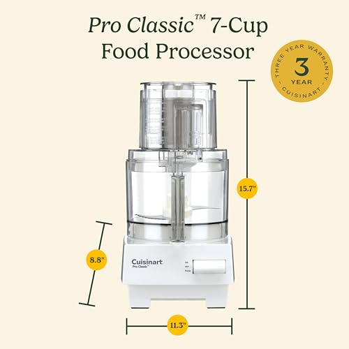 Cuisinart 7-Cup Pro Classic Food Processor, 600-Watt Motor, Vegetable Chopper & Blender for Mincing, Dicing, Shredding, Puree & Kneading Dough, DLC-10SYP1, White - My Kitchen Products