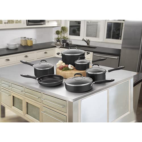 Cuisinart Advantage Nonstick Cookware Set, 11-Piece Pots and Pans Cooking Set with Aluminum Core for Quick and Even Heating, Easy Grip Handles, Dishwasher Safe, 55-11BK - My Kitchen Products