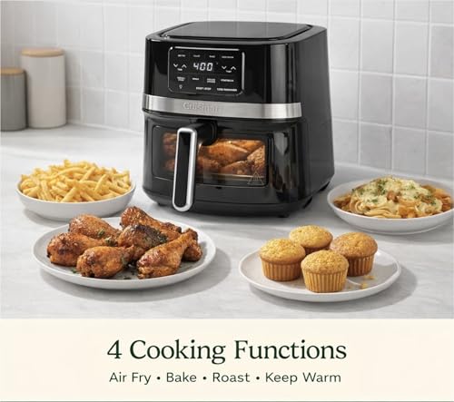 Cuisinart Air Fryer, 4.5-Quart Basket Fryer with 4 Cooking Functions to Air Fry, Roast, Bake, and Keep Warm, 4 Airfryer Presets, Dishwasher-Safe Parts, AIR-160NAS, Stainless Steel & Black - My Kitchen Products