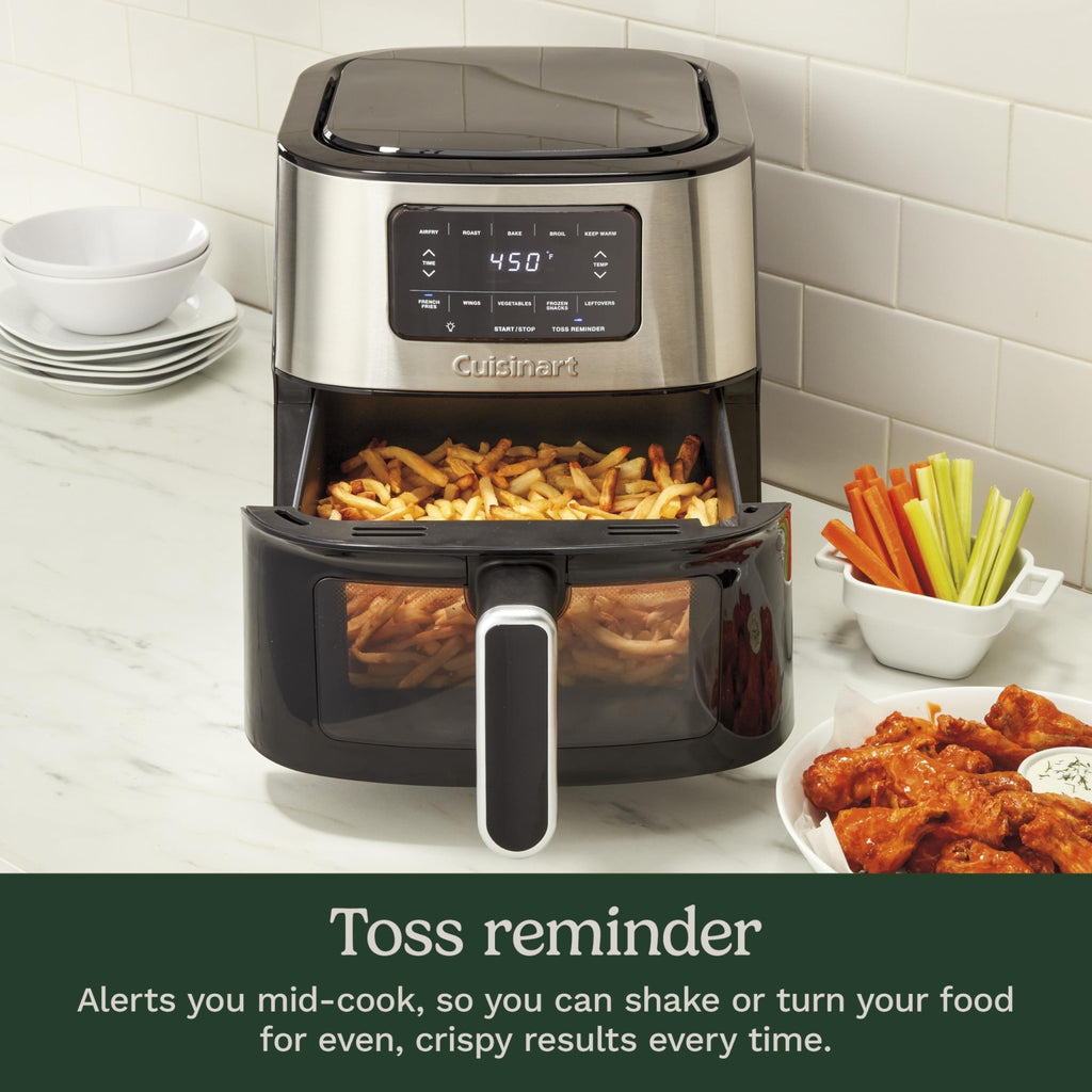 Cuisinart Air Fryer, 6-Quart Basket Large Fryer with 5 Cooking Functions to Roast, Bake, Broil, Air Fry and Keep Warm, 5 Airfryer Presets, Dishwasher-Safe Parts, AIR-200NAS, Stainless Steel & Black - My Kitchen Products