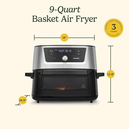 Cuisinart Air Fryer, 9-Quart Basket Stainless Steel Fryer Oven with 6 Presets to Roast, Bake, Broil, Air Fry, Dehydrate and Keep Warm, Dishwasher-Safe Parts, Quick & Easy Meals, AIRX-221, Black - My Kitchen Products