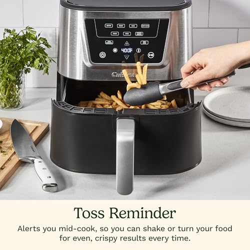 Cuisinart Air Fryer, Large 6-Quart Basket with 4 Cooking Functions to Air Fry, Bake, Roast, and Keep Warm, 3 Presets, PFAS-Free, Dishwasher-Safe Parts, AIR-180, Black & Stainless Steel - My Kitchen Products