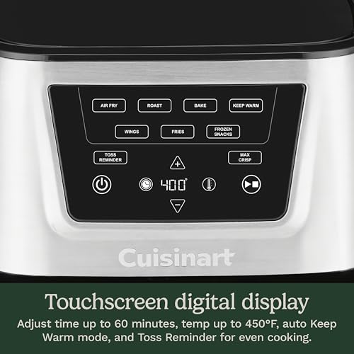 Cuisinart Air Fryer, Large 6-Quart Basket with 4 Cooking Functions to Air Fry, Bake, Roast, and Keep Warm, 3 Presets, PFAS-Free, Dishwasher-Safe Parts, AIR-180, Black & Stainless Steel - My Kitchen Products