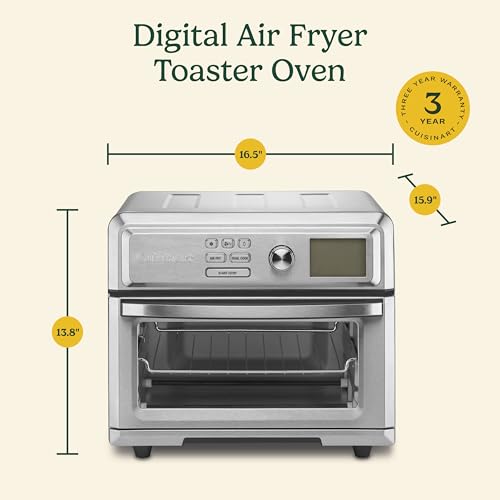 Cuisinart Air Fryer Toaster Oven, Digital Display, 1800 Watt Air Fryer Toaster Oven Combo with Adjustable Temperature and Controls, Stainless Steel Small Kitchen Appliance, TOA-65NAS, Silver - My Kitchen Products