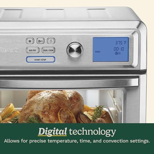 Cuisinart Air Fryer Toaster Oven, Digital Display, 1800 Watt Air Fryer Toaster Oven Combo with Adjustable Temperature and Controls, Stainless Steel Small Kitchen Appliance, TOA-65,Silver - My Kitchen Products