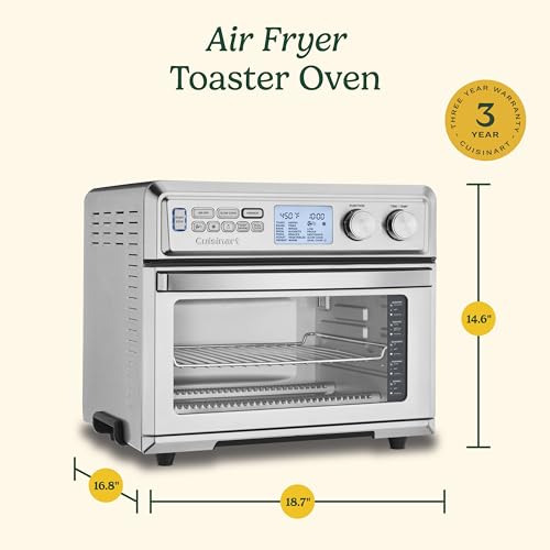 Cuisinart Air Fryer Toaster Oven with Extra-Large Capacity, 1800W Stainless Steel Oven with Digital Display, Bake, Broil, Roast & Air Fry Options, Adjustable Temperature, TOA-95NAS - My Kitchen Products