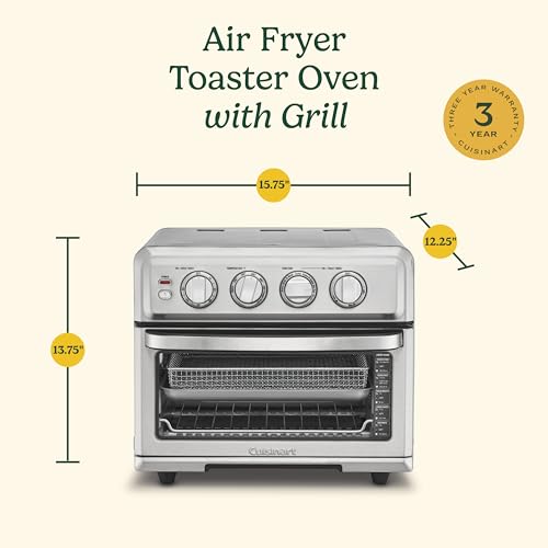 Cuisinart Air Fryer Toaster Oven with Grill, 1800W 8-1 Air Fryer Oven with Bake, Convection Bake, Grill, Broil and Warm Options, Large Capacity, 60-Minute Timer, TOA-70BKS, Black SS - My Kitchen Products