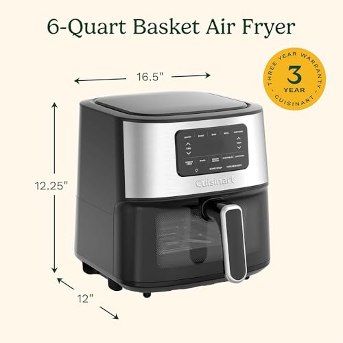Cuisinart AIR200 Air Fryer Oven 6-Qt Basket Air Fryer Stainless Steel Bundle with 2 YR CPS Enhanced Protection Pack - My Kitchen Products