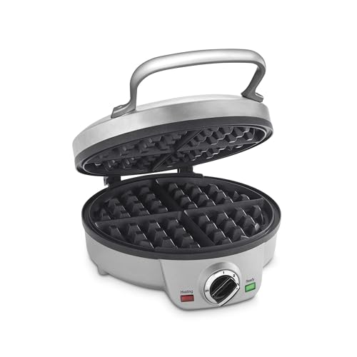 Cuisinart Belgian Waffle Maker, Round Waffle Iron, 6 Setting Adjustable Browning, Audible Alert, Nonstick Plates, WAF-200NAS - My Kitchen Products