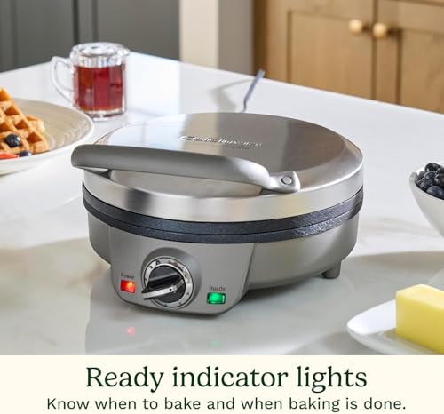 Cuisinart Belgian Waffle Maker, Round Waffle Iron, 6 Setting Adjustable Browning, Audible Alert, Nonstick Plates, WAF-200NAS - My Kitchen Products