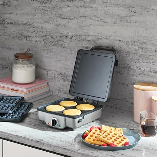 Cuisinart Belgian Waffle Maker with Pancake, Nonstick Plates, 6 Browning Levels, Ready Indicator Lights, Temperature Control, Deep Waffle Pockets, Brushed Stainless, WAF-300NAS - My Kitchen Products