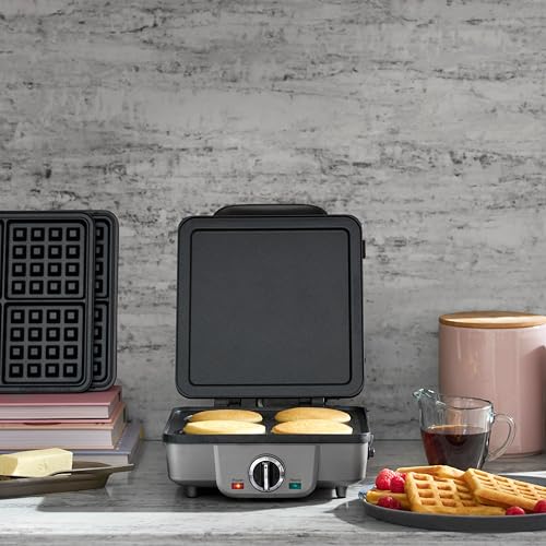 Cuisinart Belgian Waffle Maker with Pancake, Nonstick Plates, 6 Browning Levels, Ready Indicator Lights, Temperature Control, Deep Waffle Pockets, Brushed Stainless, WAF-300NAS - My Kitchen Products