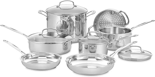 Cuisinart Chef’s Classic 11-Piece Stainless Steel Pots and Pans Set, Cookware Set Compatible with Induction, Electric, Gas Cooktops, Aluminum Core for Even Heat, Cool Grip Handles, Dishwasher Safe - My Kitchen Products