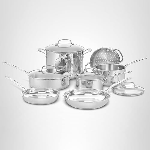 Cuisinart Chef’s Classic 11-Piece Stainless Steel Pots and Pans Set, Cookware Set Compatible with Induction, Electric, Gas Cooktops, Aluminum Core for Even Heat, Cool Grip Handles, Dishwasher Safe - My Kitchen Products