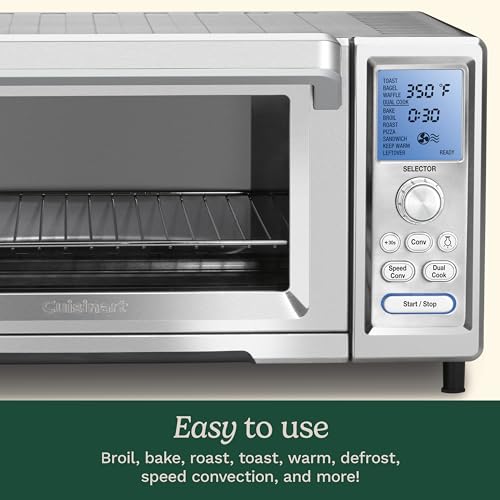 Cuisinart Chef’s Convection Toaster Oven, 1800-Watt Electric Oven with 15 Cooking Functions, Fits 13" Pizza, 9"x13" Baking Pan, and Full-Size Chicken, Nonstick Interior, TOB-260N1NAS, Stainless Steel - My Kitchen Products