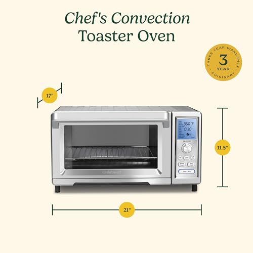 Cuisinart Chef’s Convection Toaster Oven, 1800-Watt Electric Oven with 15 Cooking Functions, Fits 13" Pizza, 9"x13" Baking Pan, and Full-Size Chicken, Nonstick Interior, TOB-260N1NAS, Stainless Steel - My Kitchen Products