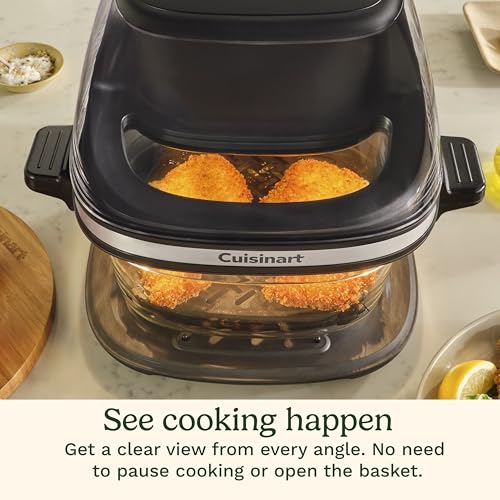 Cuisinart ClearView 4-Quart Air Fryer with Glass Basket and PFAS-Free Ceramic Nonstick Crisper Plate, 5 Cooking Functions, 2 Custom Presets, Adjustable Temperature up to 450°F, 3-Year Warranty, AFC-4 - My Kitchen Products