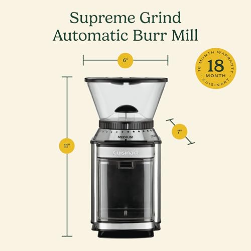 Cuisinart Coffee Grinder, Electric One-Touch Automatic Burr Coffee Grinder with 18-Position Grind Selector, Cup Size Selector for 4 – 18 Cups, DBM-8P1, Black Stainless - My Kitchen Products