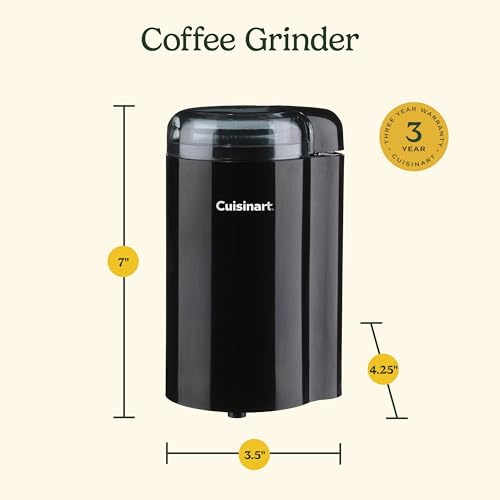 Cuisinart Coffee Grinder, One Touch Control Coffee Bean Grinder with Stainless Steel Bowl and Blades, 2.5 oz/70g Capacity Enough for 12 Cups, On/Off Switch with Safety Interlock, DCG-20BKN, Black - My Kitchen Products