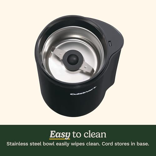 Cuisinart Coffee Grinder, One Touch Control Coffee Bean Grinder with Stainless Steel Bowl and Blades, 2.5 oz/70g Capacity Enough for 12 Cups, On/Off Switch with Safety Interlock, DCG-20BKN, Black - My Kitchen Products