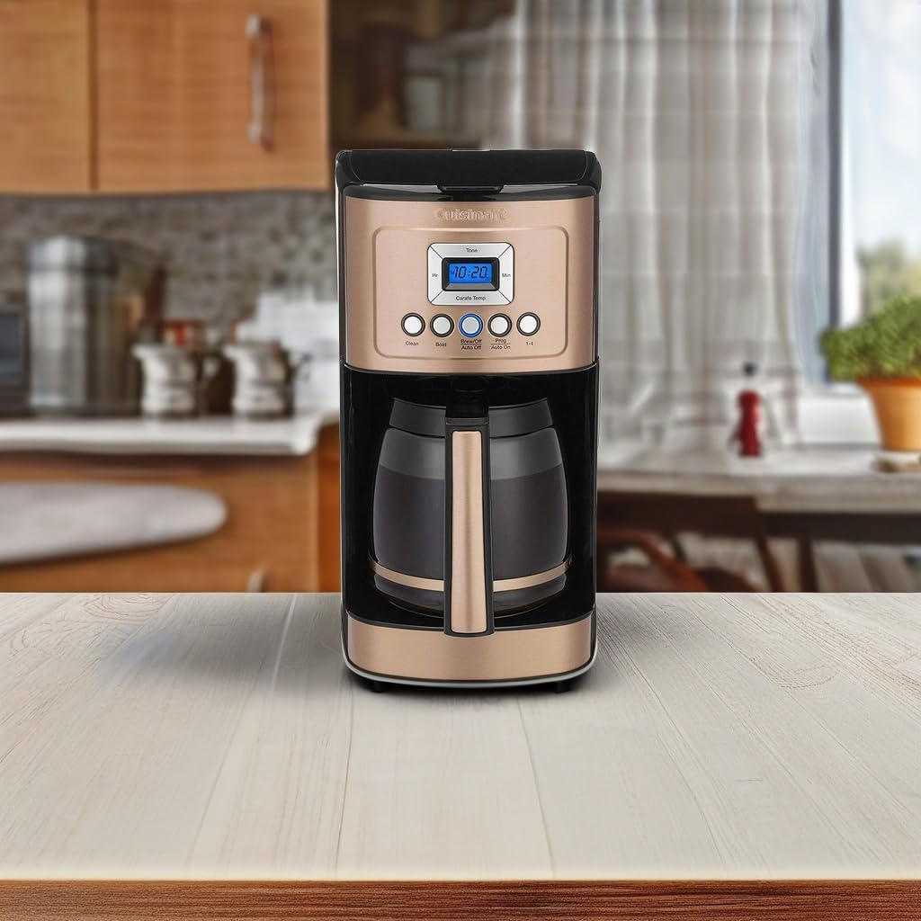 Cuisinart Coffee Maker, 14-Cup Glass Carafe, Fully Automatic for Brew Strength Control & 1-4 Cup Setting, Stainless Steel, DCC-3200CP, Copper - My Kitchen Products