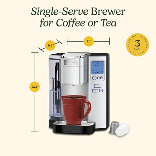 Cuisinart Coffee Maker, Single Serve 72-Ounce Reservoir Pod Coffee Machine, Programmable Brewing & Hot Water Dispenser, 5 Cup-Size Settings, Stainless Steel, SS-10P1, Silver - My Kitchen Products