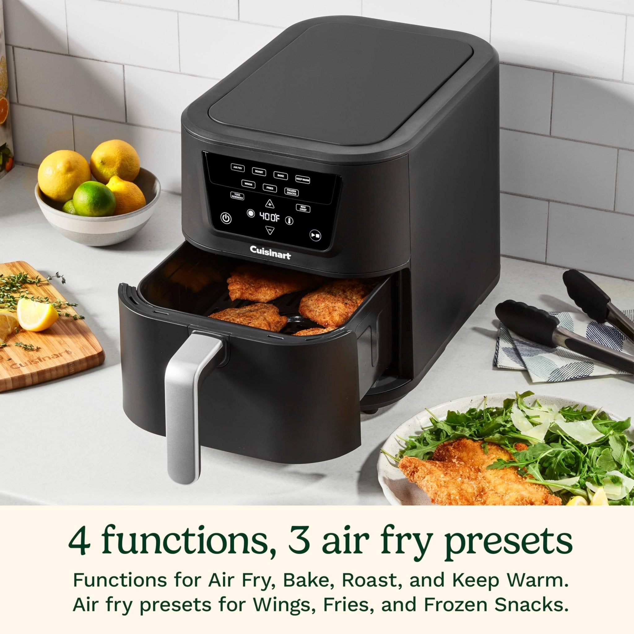 Cuisinart CompactMax 8-Quart Basket Air Fryer for Large Family Meals, Compact Ceramic Countertop Fits a 4.5-lb Chicken, 4-in-1 Air Fry, Roast, Bake & Keep Warm, Easy-Clean Dishwasher-Safe, AIR-210 - My Kitchen Products