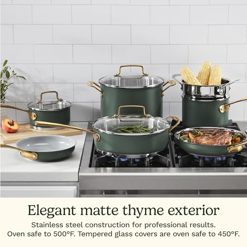 Cuisinart Cookware Set, 11 Piece Stainless Steel Cookware Pots and Pans, Home and Kitchen Durable Stainless Steel for Everyday Cooking, Matte Thyme, MT89G-11 - My Kitchen Products