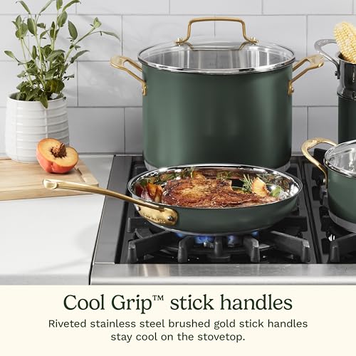 Cuisinart Cookware Set, 11 Piece Stainless Steel Cookware Pots and Pans, Home and Kitchen Durable Stainless Steel for Everyday Cooking, Matte Thyme, MT89G-11 - My Kitchen Products