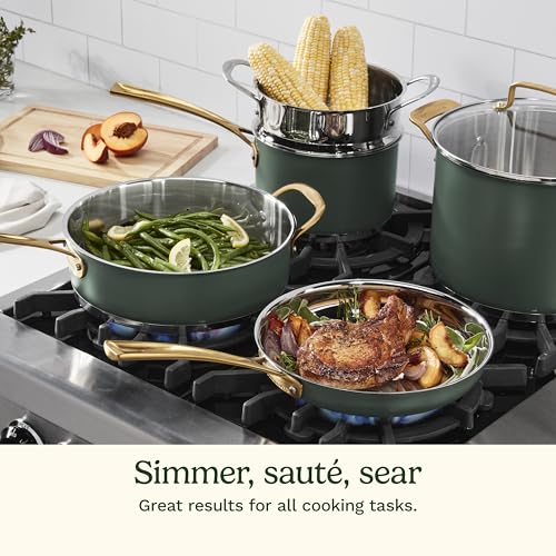 Cuisinart Cookware Set, 11 Piece Stainless Steel Cookware Pots and Pans, Home and Kitchen Durable Stainless Steel for Everyday Cooking, Matte Thyme, MT89G-11 - My Kitchen Products