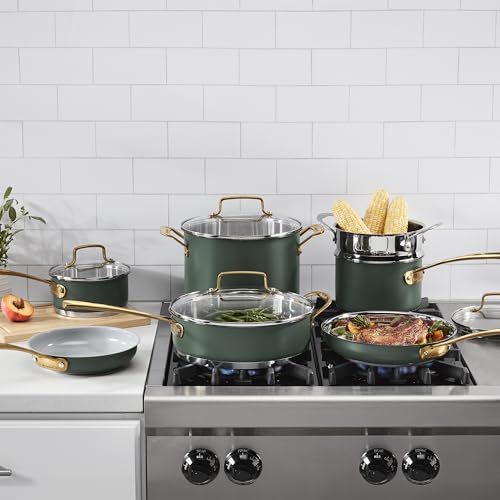 Cuisinart Cookware Set, 11 Piece Stainless Steel Cookware Pots and Pans, Home and Kitchen Durable Stainless Steel for Everyday Cooking, Matte Thyme, MT89G-11 - My Kitchen Products