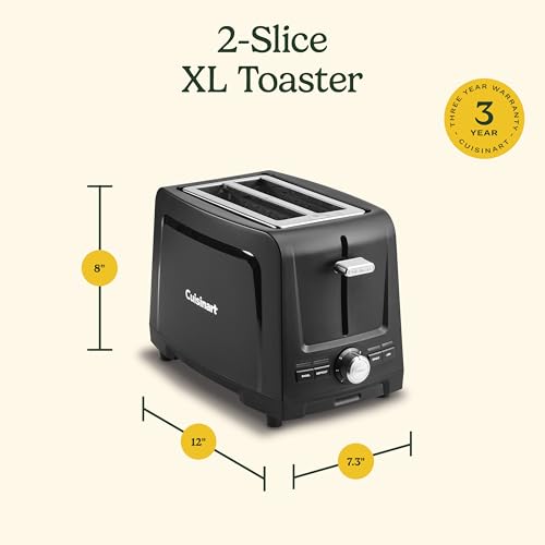 Cuisinart Core Collection 2-Slice Toaster | Extra-Long Slots for Artisan Bread, Bagel | High-Lift Quickview™ | Single Slice & Defrost Function | +30sec Toast Boost | Removable Crumb Tray, Black - My Kitchen Products