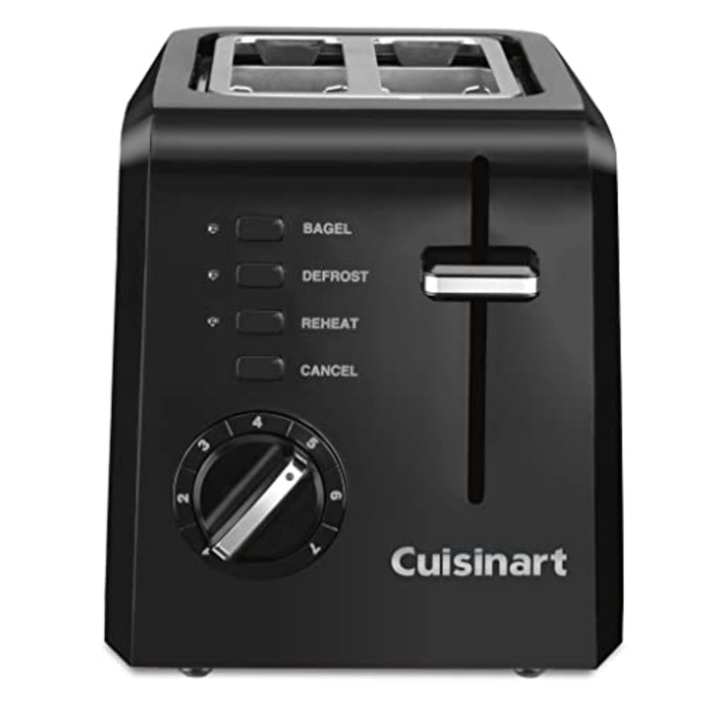Cuisinart CPT-122BK 2-Slice Compact Plastic Toaster, Slots for Bagels & Bread, 7 Shade