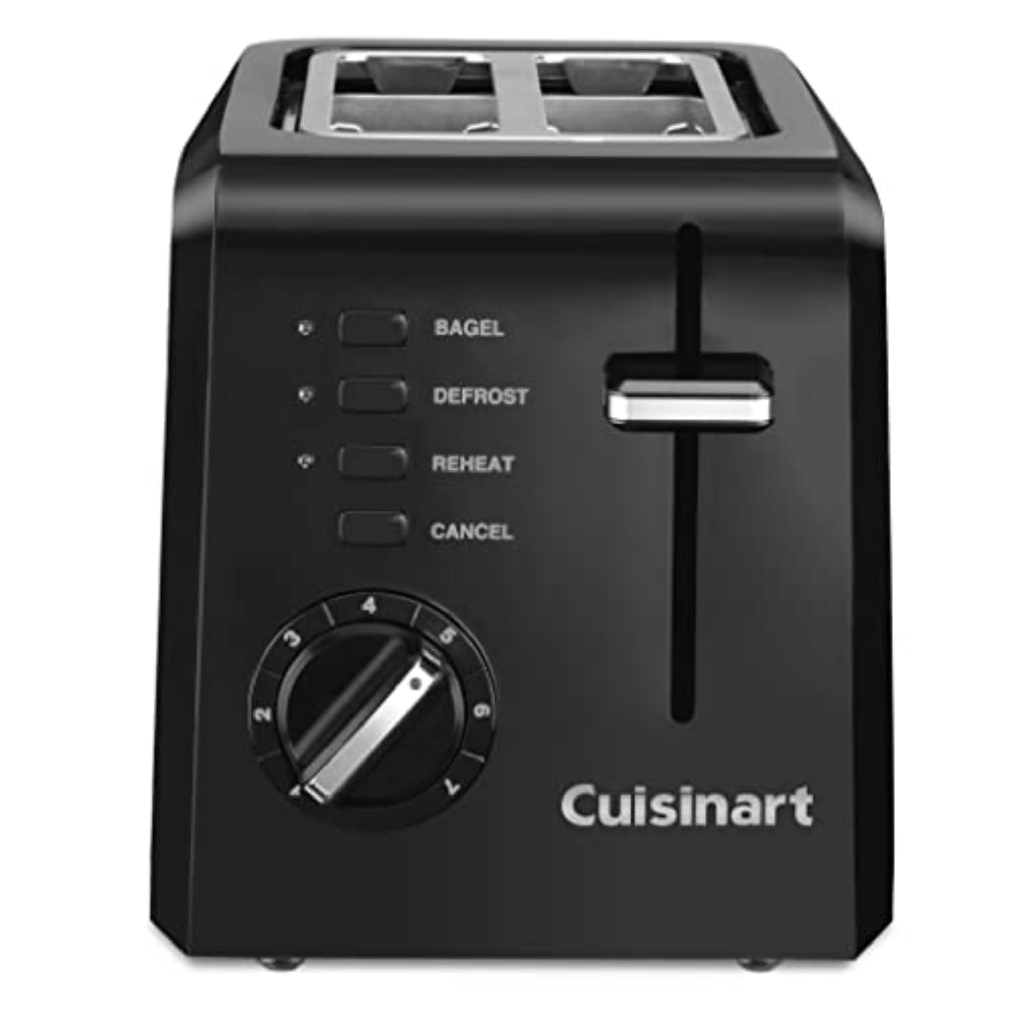 Cuisinart CPT-122BK 2-Slice Compact Plastic Toaster, Slots for Bagels & Bread, 7 Shade
