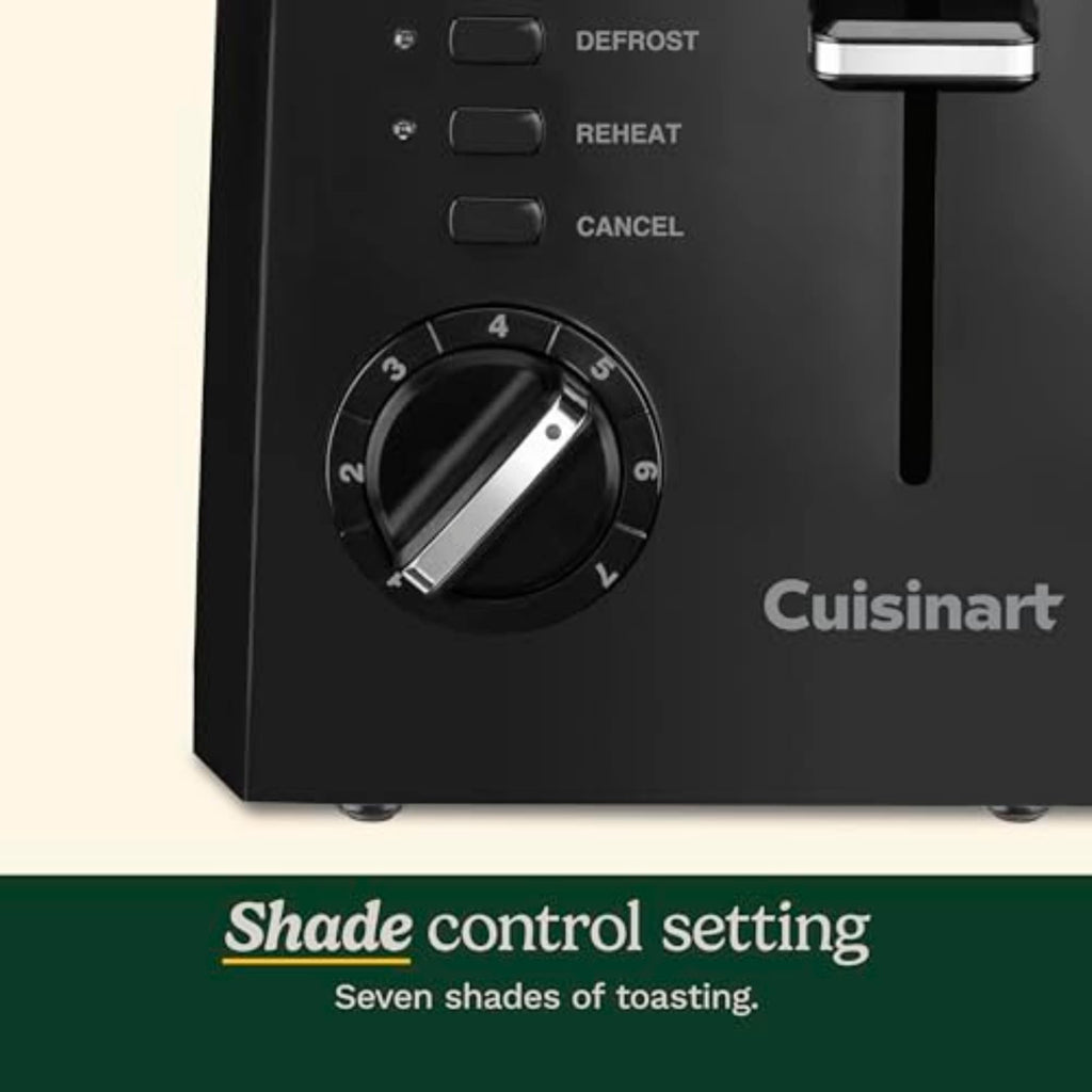 Cuisinart CPT-122BK 2-Slice Compact Plastic Toaster, Slots for Bagels & Bread, 7 Shade Settings, Cancel/Defrost/Reheat Functions, Removable Crumb Tray, Small Kitchen Appliance for Home & Office, Black - My Kitchen Products