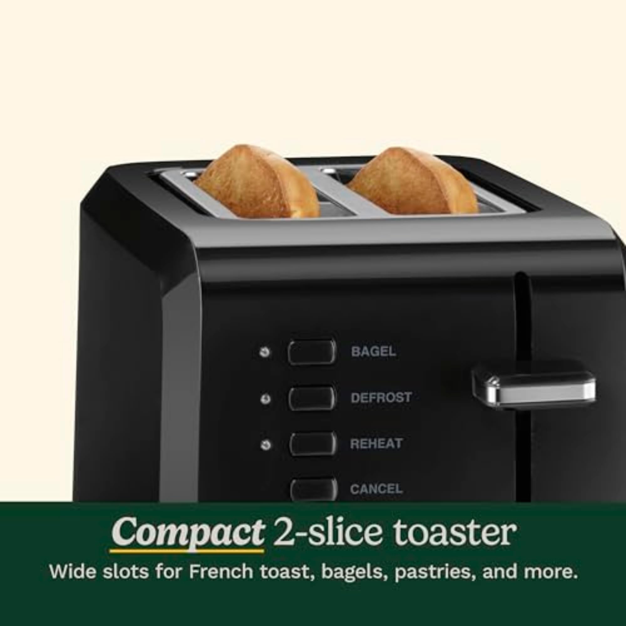 Cuisinart CPT-122BK 2-Slice Compact Plastic Toaster, Slots for Bagels & Bread, 7 Shade Settings, Cancel/Defrost/Reheat Functions, Removable Crumb Tray, Small Kitchen Appliance for Home & Office, Black - My Kitchen Products
